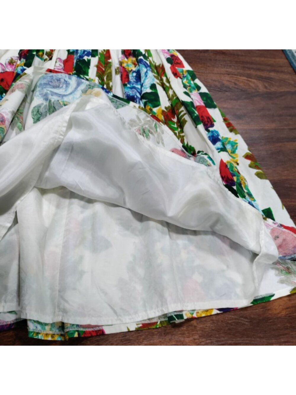 Bianca Floral Twee skirt M Pleated A-Line Floral Modesty Boho Prairie Vintage - Picture 5 of 11